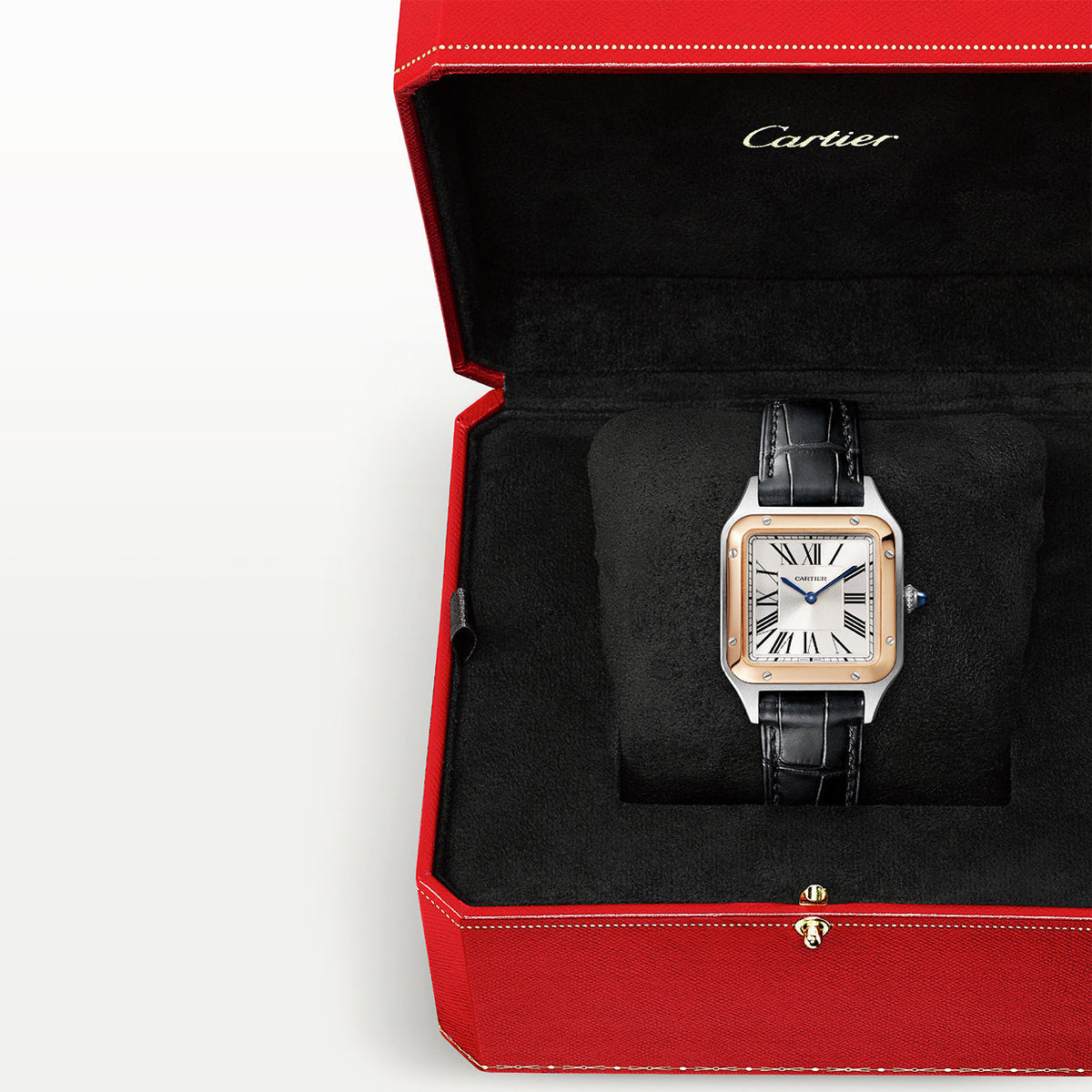 Santos-Dumont Small & 18ct Pink Gold Steel Strap Watch