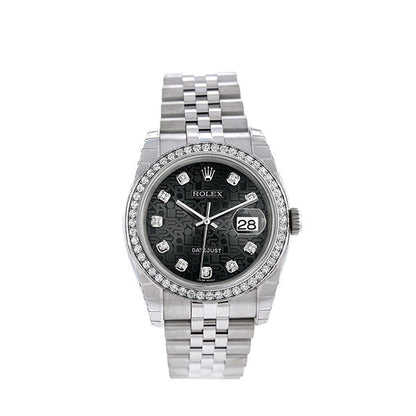 Datejust 36 Black Jubilee design set with Diamonds Dial 18k White Gold Diamond Bezel Jubilee Men’s Watch 116244
