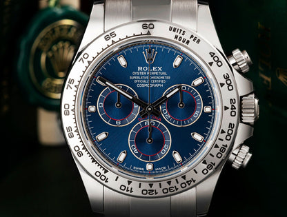 COSMOGRAPH DAYTONA WHITE GOLD BLUE DIAL 116509