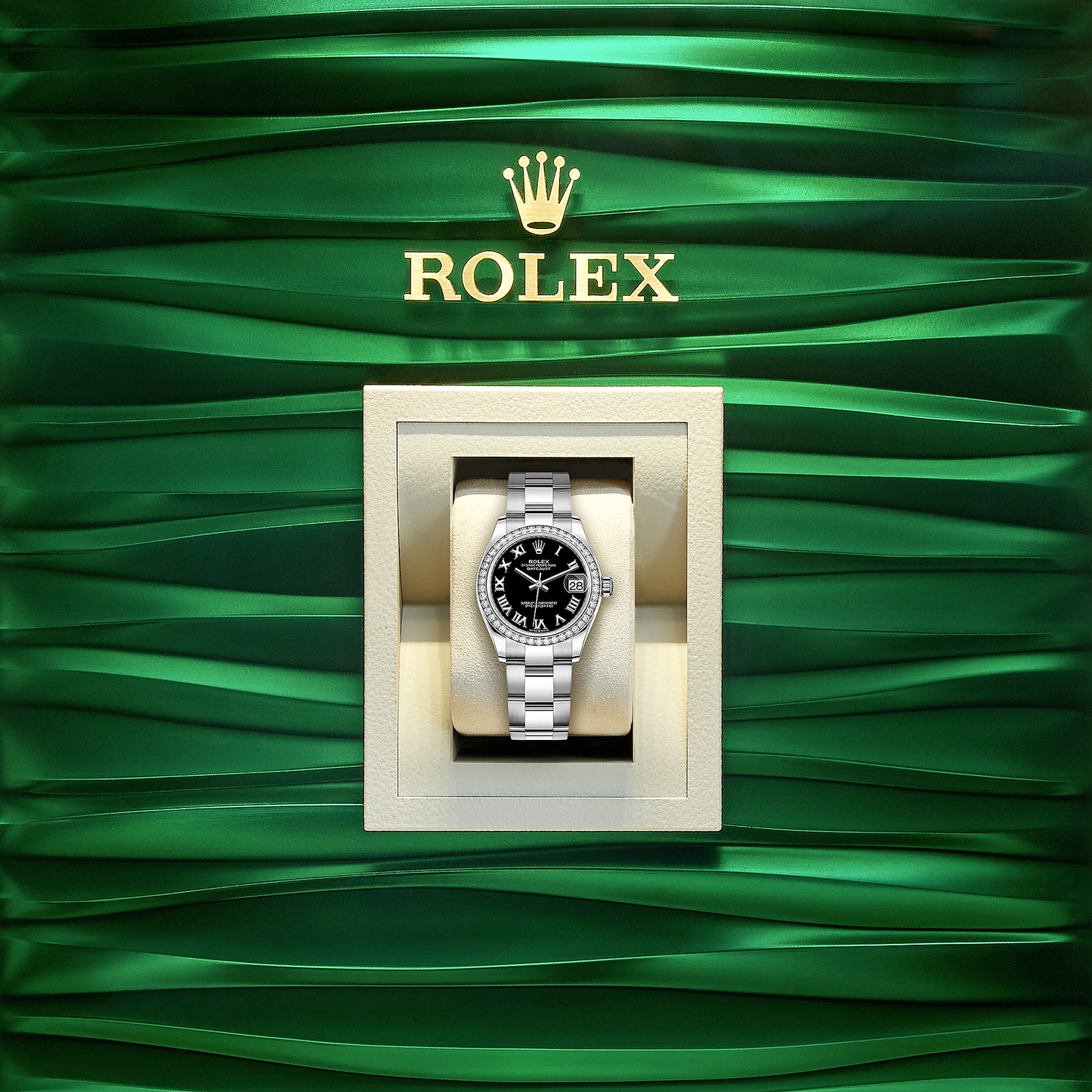 Datejust 31, Oystersteel, 18kt White Gold and diamonds, Ref# 278384RBR-0001