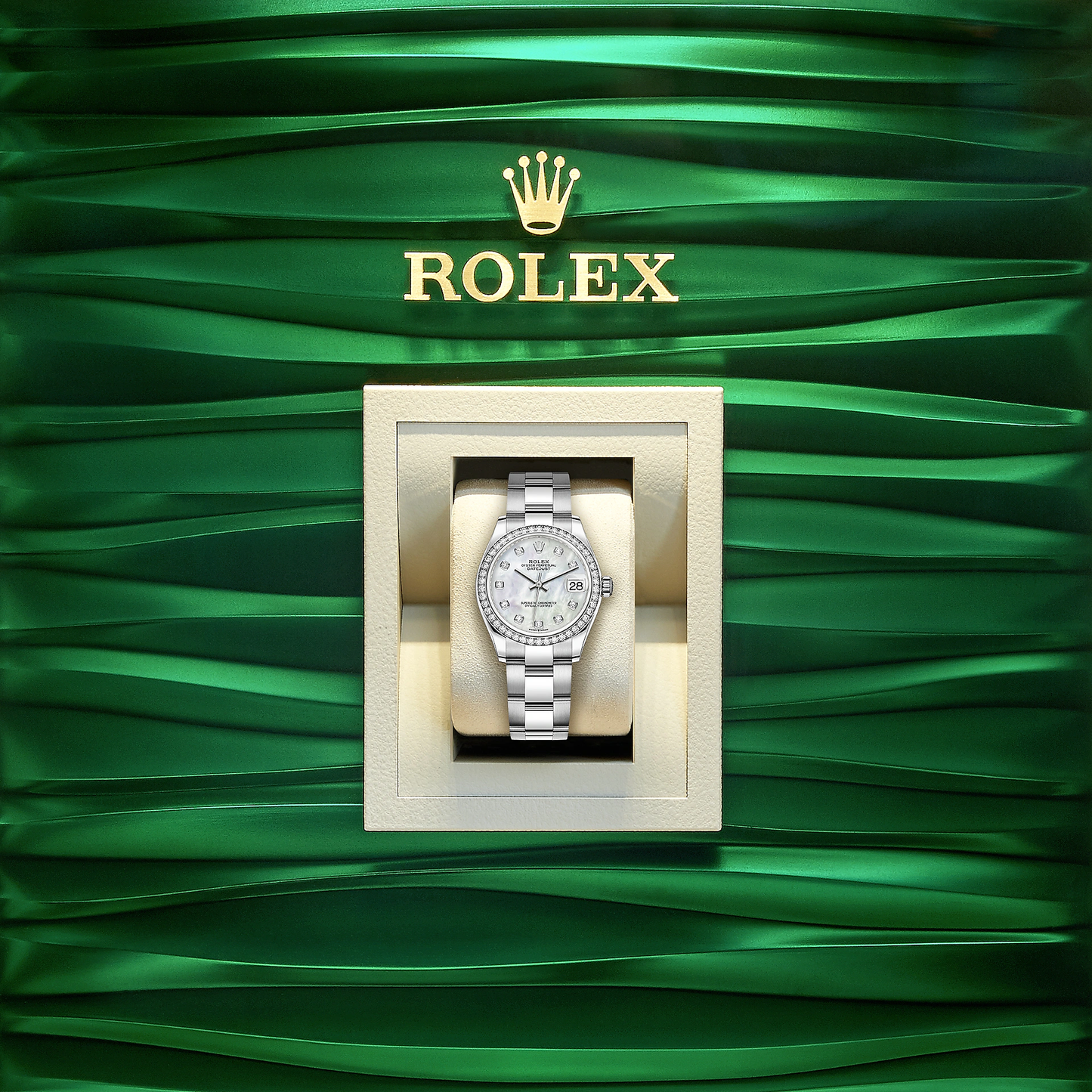 Datejust 31, Oystersteel, 18kt White Gold and diamonds, Ref# 278384RBR-0007