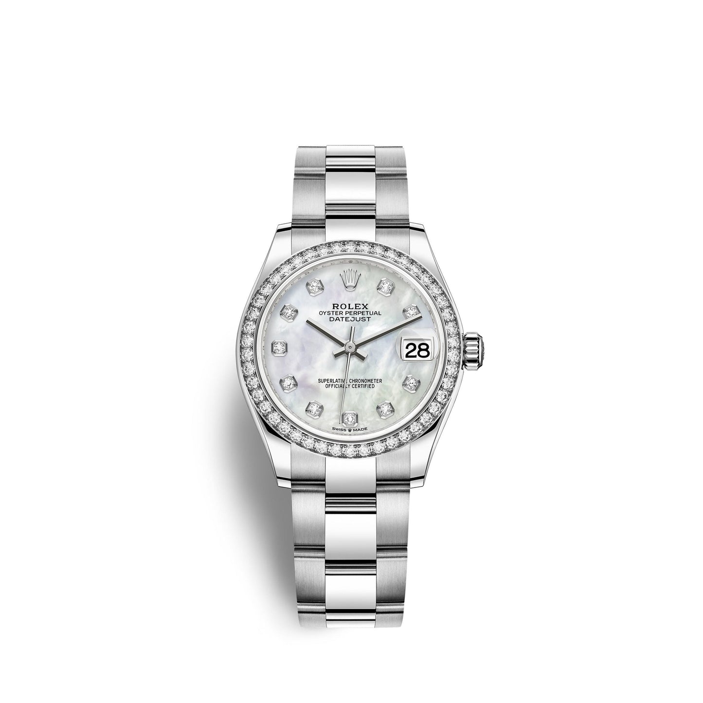 Datejust 31, Oystersteel, 18kt White Gold and diamonds, Ref# 278384RBR-0007