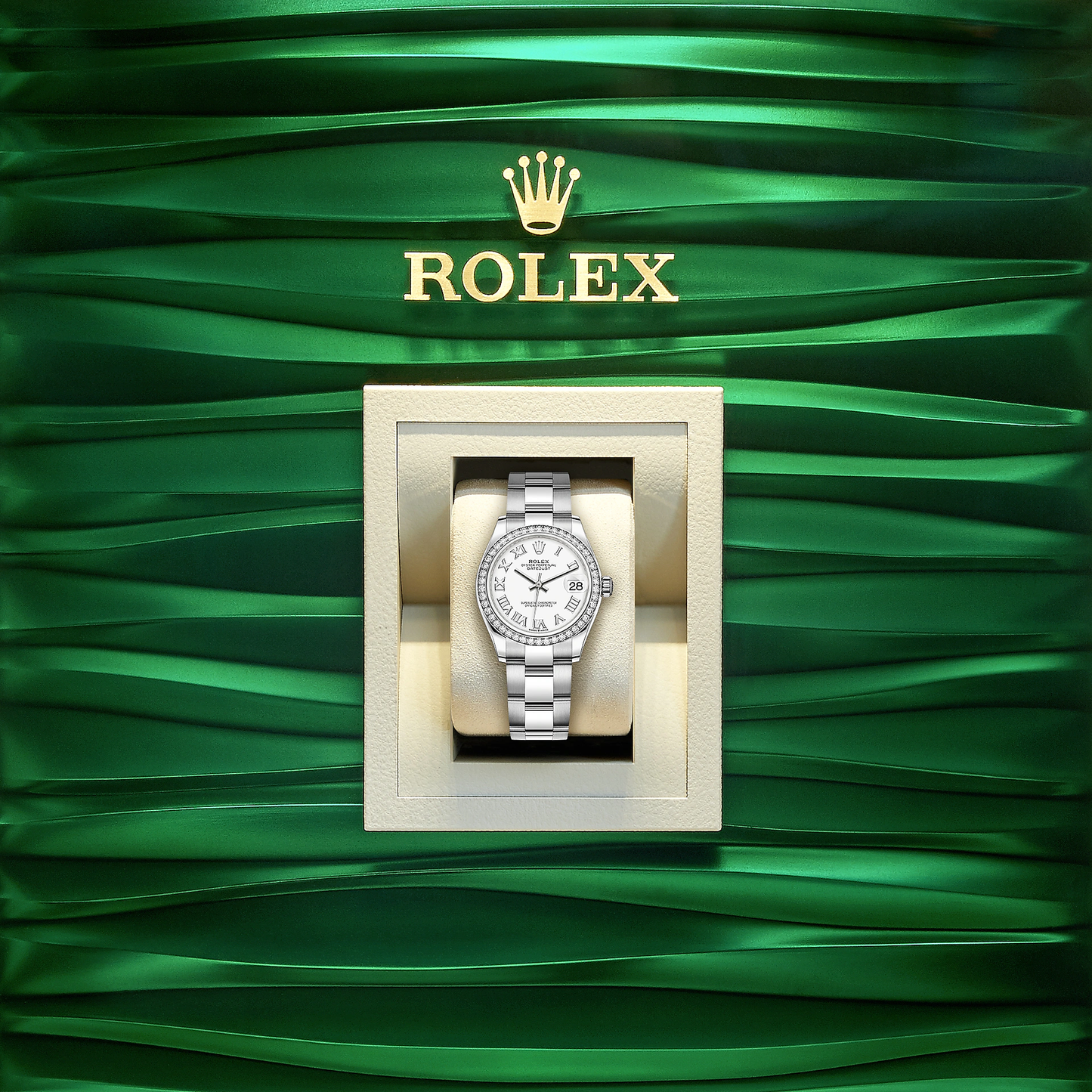 Datejust 31, Oystersteel, 18kt White Gold and diamonds, Ref# 278384RBR-0013