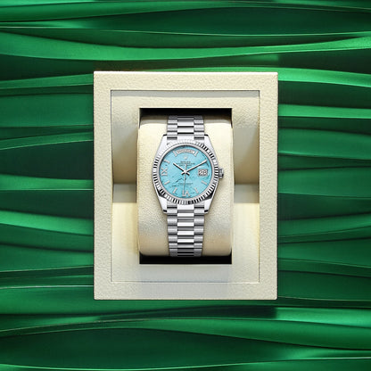 Day-Date 36, Platinum with Diamond-set , 36mm, Ref# 128236-0011