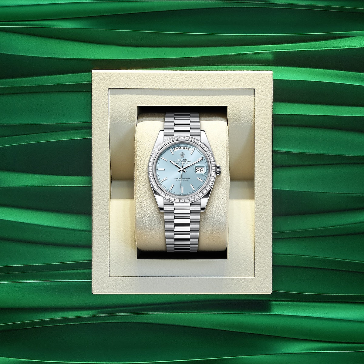 Day-Date 40, Platinum with Diamond-set, 40mm, Ref# 228396tbr-0039