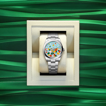 Oyster Perpetual 31, Turquoise blue, Celebration motif, Oystersteel, 31mm,  Ref# 277200-0010