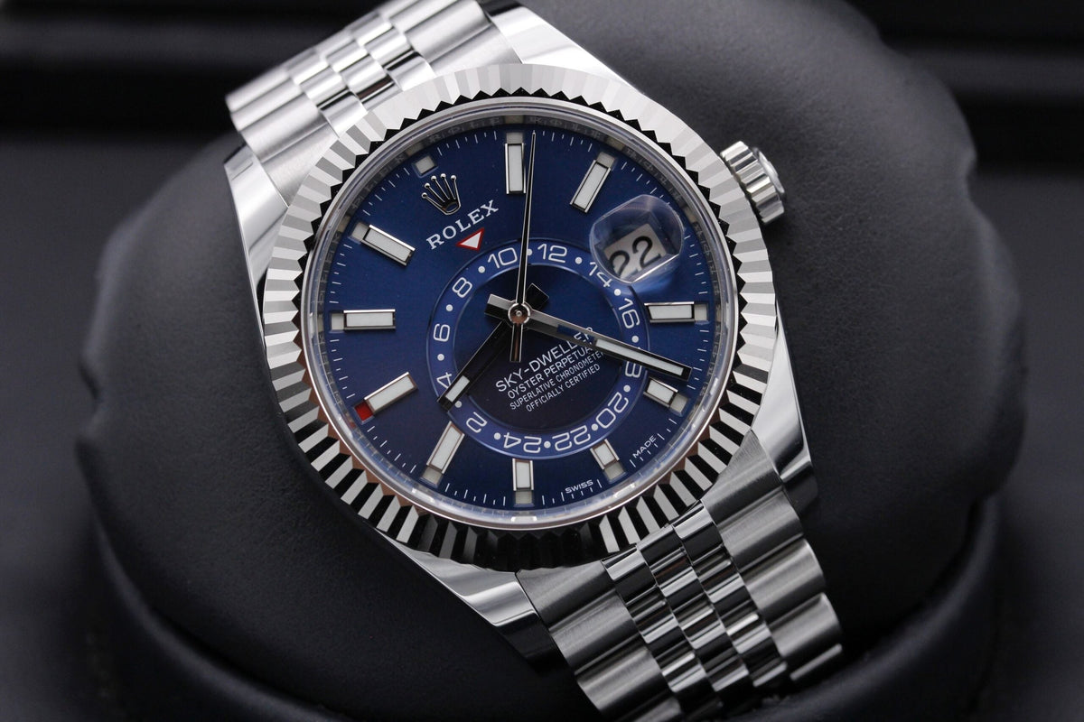 Sky Dweller Blue Dial 18K White Gold Bezel Steel Jubilee Men’s Watch 326934